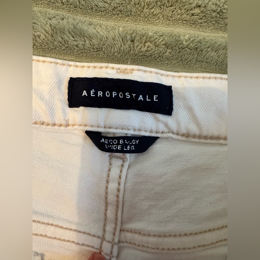 Aeropostale Cream Wide Leg Jeans
